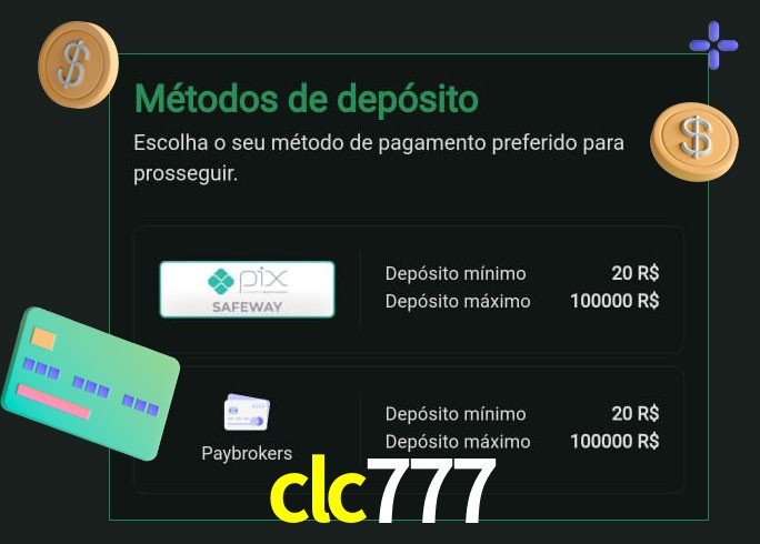 O cassino clc777 oferece uma grande variedade de métodos de pagamento